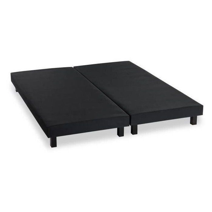Sommiers tapissiers a lattes 2x80x200 cm - Bois massif Noir + Pieds - DEKO DREAM Rakenne