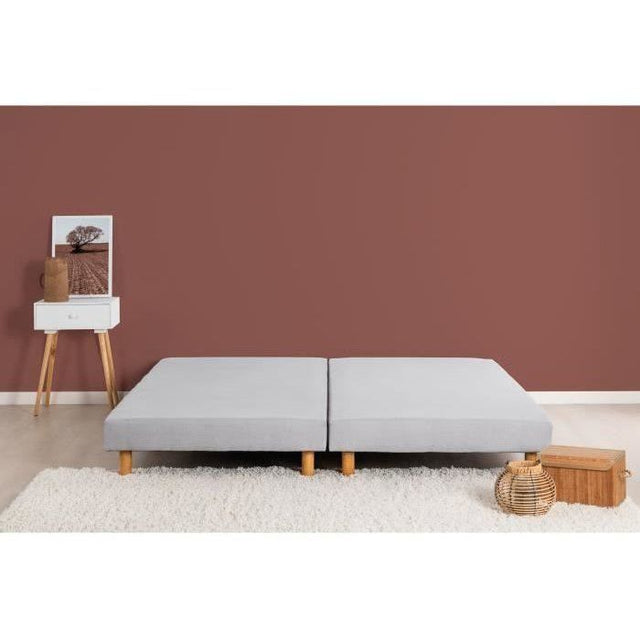DEKO DREAM Rakenne Sommiers tapissiers ŕ lattes 2x80x200 - Bois massif gris + pieds