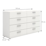 Commode de chambre NASH style contemporain blanc mat - L 140 cm