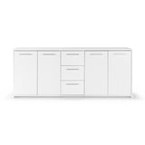 Buffet bas - Blanc mat - 4 portes 3 tiroirs - L 179 x P 42 x H 74,5 cm