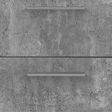 Buffet bas - Panneaux de particules - Blanc et décor gris béton - 4 portes + 3 tiroirs - L 179 x P 42 x H 74,5 cm