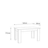 Table a manger PILVI - 4 personnes - Blanc et chene sonoma - L 140 x P 90 x H 75 cm