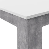 Table a manger PILVI - 6 a 8 personnes - Blanc et béton clair - Contemporain - L 160 x P 90 x H 75 cm