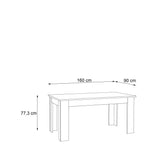 Table a manger PILVI - 6 a 8 personnes - Blanc et bÈton clair - Contemporain - L 160 x P 90 x H 75 cm