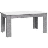 Table a manger PILVI - 6 a 8 personnes - Blanc et béton clair - Contemporain - L 160 x P 90 x H 75 cm