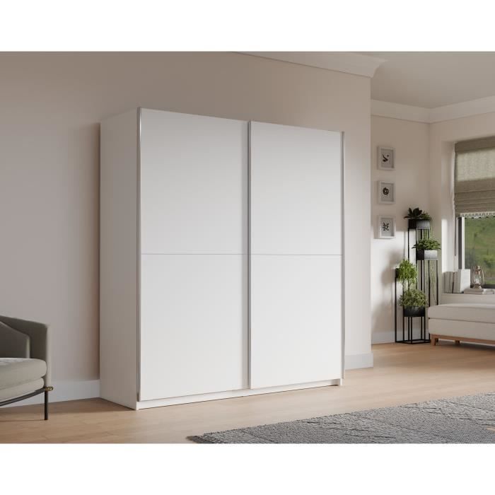 Armoire 2 portes coulissantes - Panneaux de particules - Blanc - L 170,3 x P 61,2 x H 190,5 cm - ULOS