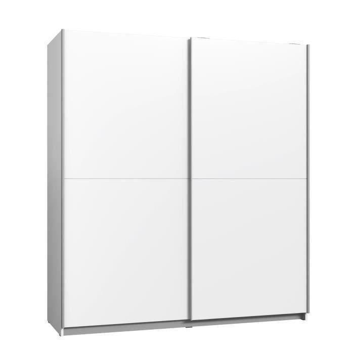 Armoire 2 portes coulissantes - Panneaux de particules - Blanc - L 170,3 x P 61,2 x H 190,5 cm - ULOS