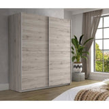 Armoire 2 portes coulissantes - Panneaux de particules - DÈcor chene cendrÈ clair - L 170,3 x P 61,2 x H 190,5 cm - ULOS