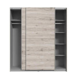 Armoire 2 portes coulissantes - Panneaux de particules - DÈcor chene cendrÈ clair - L 170,3 x P 61,2 x H 190,5 cm - ULOS