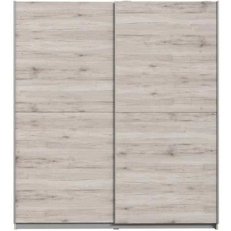 Armoire 2 portes coulissantes - Panneaux de particules - Décor chene cendré clair - L 170,3 x P 61,2 x H 190,5 cm - ULOS
