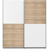 Armoire 2 portes coulissantes - Panneaux de particules - DÈcor chene et blanc - L 170,3 x P 61,2 x H 190,5 cm - ULOS