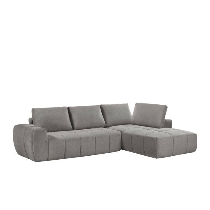 Canapé compressé modulable - 3 places - FLAVIE - Tissu Gris clair - 283 x 193 x 86 cm