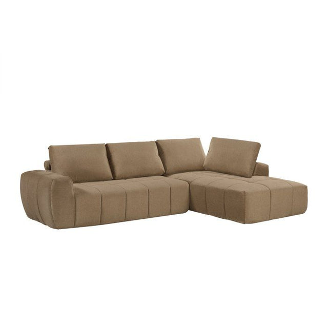 Canapé compressé modulable - 3 places - FLAVIE - Tissu Camel - 283 x 193 x 86 cm