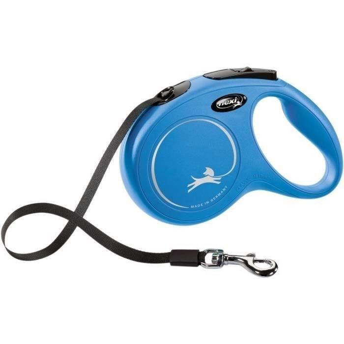 Laisse enrouleur FLEXI New CLASSIC - Taille M - 5m - Bleu pour chien jusqu'a 25kg
