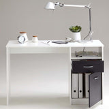 Bureau JACKSON - Décor blanc P/noir - L123 x H76,5 x P50 cm - Fabriqué en Allemagne