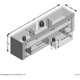 Meuble TV/Hifi VIBIO 2 - Décor Artisan chene et blanc - L180 x H52,8 x P41,3 cm - Fabriqué en Allemagne