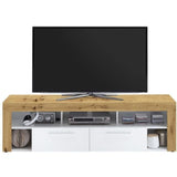 Meuble TV/Hifi VIBIO 2 - Décor Artisan chene et blanc - L180 x H52,8 x P41,3 cm - Fabriqué en Allemagne