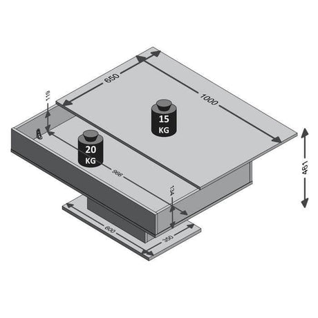 Table Basse - Bout de canapé -  mélamine Gris Béton et Blanc L100 x H46,1 x P65 cm
