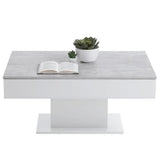 Table Basse - Bout de canapÈ -  mÈlamine Gris BÈton et Blanc L100 x H46,1 x P65 cm