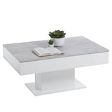 Table Basse - Bout de canapÈ -  mÈlamine Gris BÈton et Blanc L100 x H46,1 x P65 cm