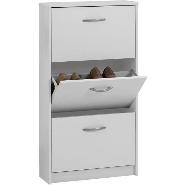Meuble a chaussures 3 compartiments - Blanc - L58,5 x L17 x H168,3 cm