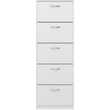 Meuble a chaussures  - Blanc - 5 Abattants - 10 paires - L58,5 x H168,5 x P17 cm - Fabriqué en Allemagne