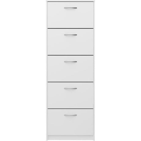Meuble a chaussures  - Blanc - 5 Abattants - 10 paires - L58,5 x H168,5 x P17 cm - Fabriqué en Allemagne