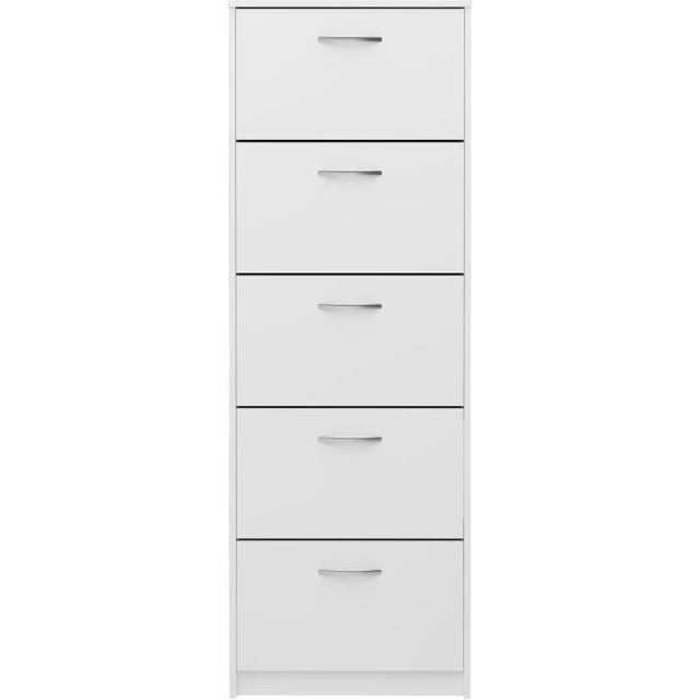 Meuble a chaussures  - Blanc - 5 Abattants - 10 paires - L58,5 x H168,5 x P17 cm - Fabriqué en Allemagne