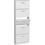 Meuble a chaussures  - Blanc - 5 Abattants - 10 paires - L58,5 x H168,5 x P17 cm - Fabriqué en Allemagne