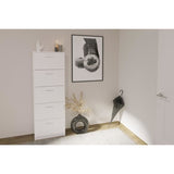 Meuble a chaussures  - Blanc - 5 Abattants - 10 paires - L58,5 x H168,5 x P17 cm - Fabriqué en Allemagne