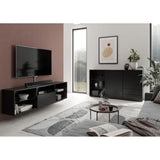 Meubles TV/Hifi Lowboard - Décor noir - L153,5 x H52 x P31,5 cm - Fabriqué en Allemagne