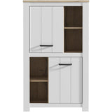 Buffet haut - ELARA - Chene / Blanc mat - 2 portes - 4 niches - 86,7 x 42,2 x 147,1 cm