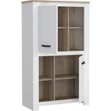 Buffet haut - ELARA - Chene / Blanc mat - 2 portes - 4 niches - 86,7 x 42,2 x 147,1 cm