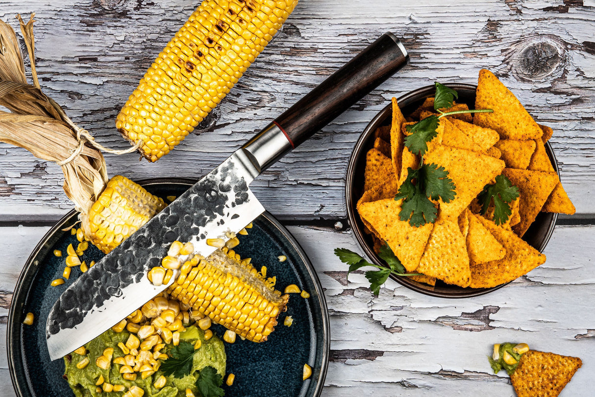 Couteau Santoku - FORGED - SEBRA - Acier japonais 440C - Manche en bois Dalbergia - L 18 cm