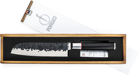 Couteau Santoku - FORGED - SEBRA - Acier japonais 440C - Manche en bois Dalbergia - L 18 cm