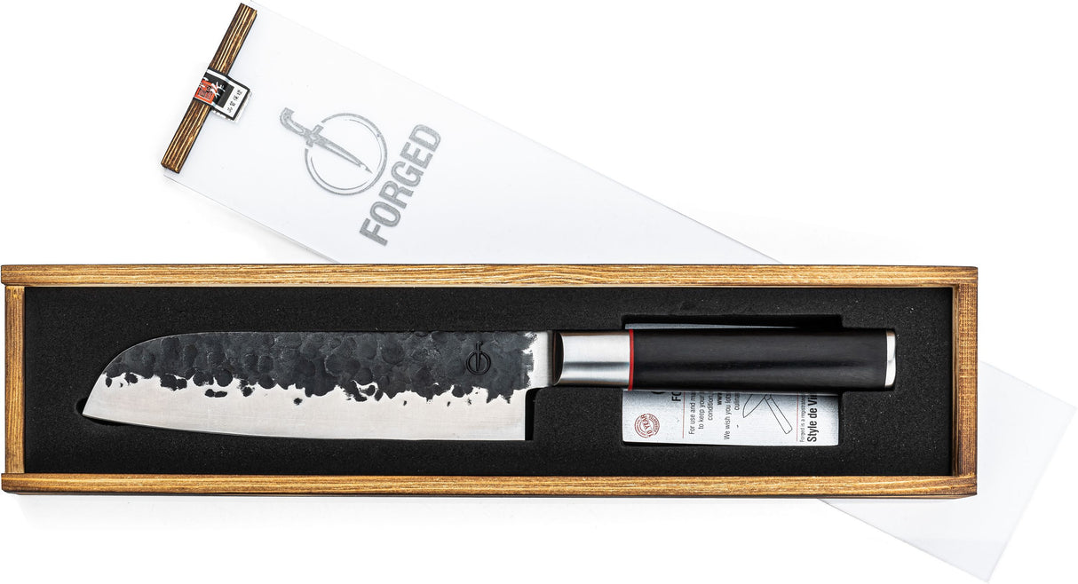 Couteau Santoku - FORGED - SEBRA - Acier japonais 440C - Manche en bois Dalbergia - L 18 cm