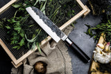 Couteau Santoku - FORGED - SEBRA - Acier japonais 440C - Manche en bois Dalbergia - L 18 cm