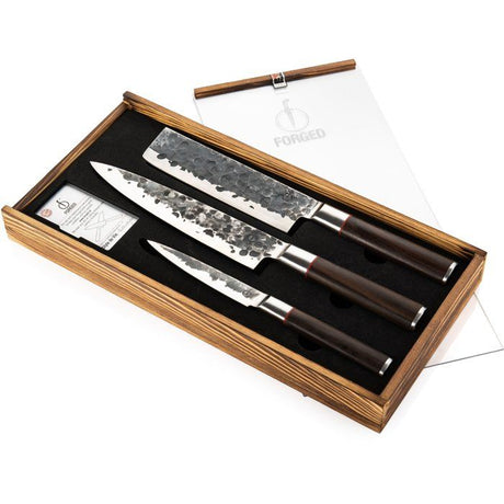 Set couteaux - FORGED - BRUTE - Acier Japonais 440c - Manche en bois Dalbergia - 3 pieces