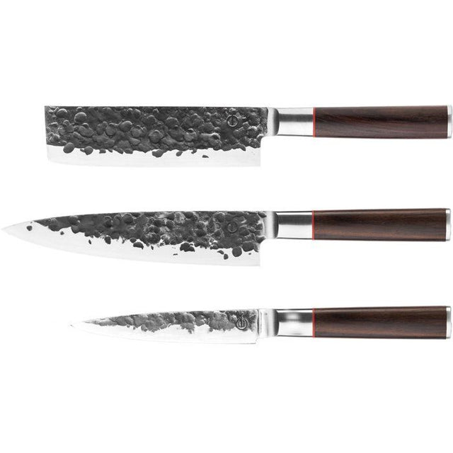 Set couteaux - FORGED - BRUTE - Acier Japonais 440c - Manche en bois Dalbergia - 3 pieces