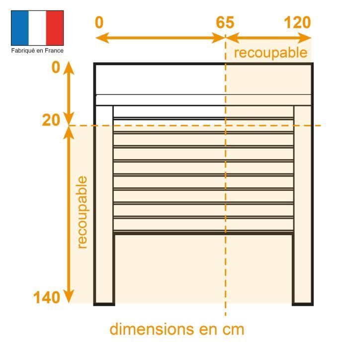 Volet roulant double parois H140 cm x L120 cm PVC recoupable en largeur et hauteur - Manoeuvre Èlectrique filaire - Coloris Blanc -