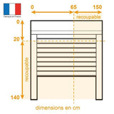 Volet roulant double parois H140 cm x L150 cm PVC recoupable en largeur et hauteur - Manoeuvre électrique filaire - Coloris Blanc -