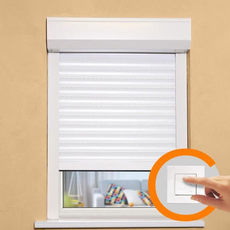 Volet roulant double parois H140 cm x L150 cm PVC recoupable en largeur et hauteur - Manoeuvre électrique filaire - Coloris Blanc -