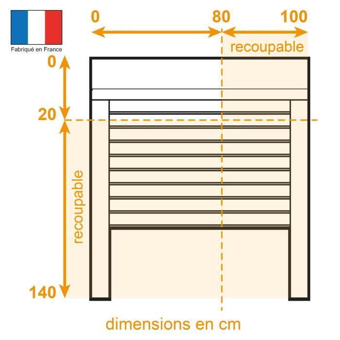 Volet roulant H140 x L100 cm en aluminium recoupable en largeur et hauteur - Manoeuvre Èlectrique radio - Coloris Blanc -