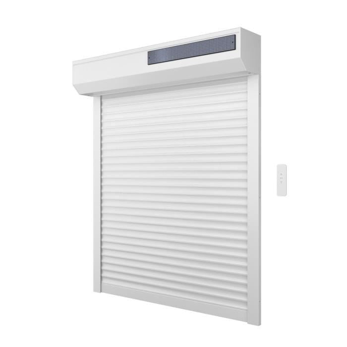 Solar roller shutter H120 x W120 cm in PVC, cuttable in width and height, white color -