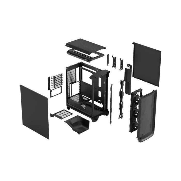 Boîtier PC - FRACTAL DESIGN - Meshify 3 Solid - E-ATX (277 mm) - 3 ventilateurs - USB Type C de 20 Gbps - Noir