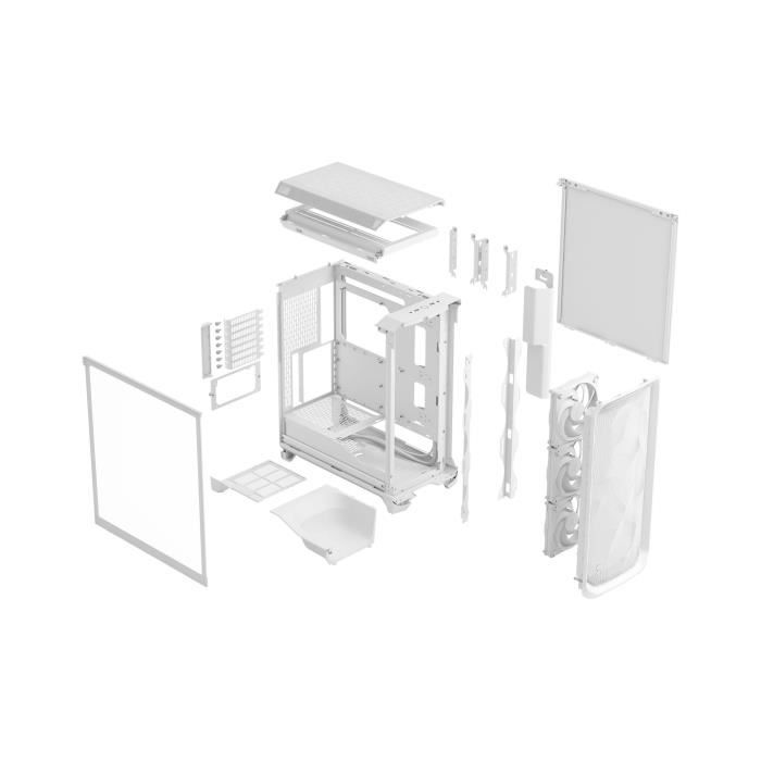 Boîtier PC - FRACTAL DESIGN - Meshify 3 TG - E-ATX (277 mm) - 3 ventilateurs - USB Type C de 20 Gbps - Blanc