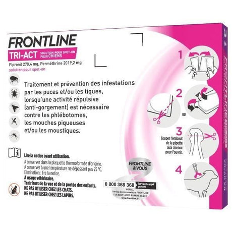 Frontline Tri-Act chien - Anti-puces anti-tiques pour chien L - 20-40kg - 3 pipettes