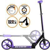 UNIVERSAL - Trottinette pliable ajustable 200mm avec bÈquille Mauve SKIDS CONTROL