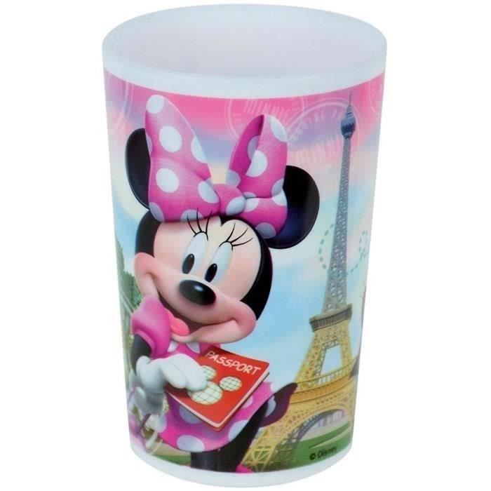 Lot Vaisselle Disney Minnie - FUN HOUSE - 006377 - Verre, Assiette Creuse, Assiette Plate, Gourde, Boîte Goûter et Couverts