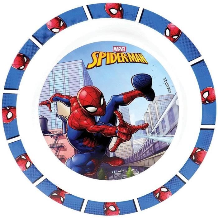 Lot vaisselle - FUN HOUSE - SPIDERMAN - Verre, assiette Ø22 cm et Ø16 cm, couverts, gourde et boite goûter